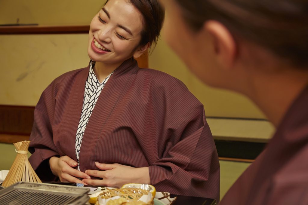 Feeling full after a multi-course kaiseki ryori dinner or lunch
