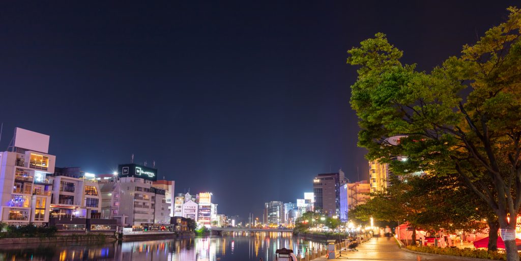 Night view of Fukuoka city, Japan